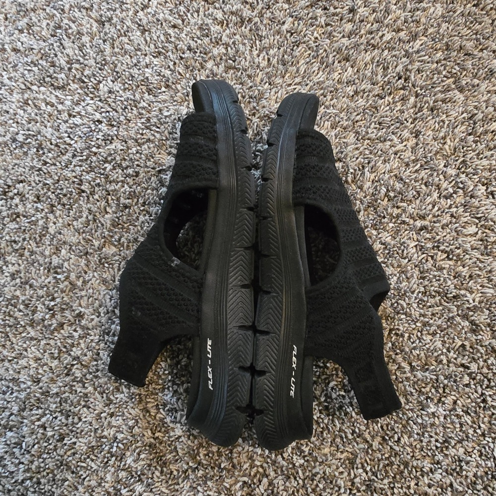 Skechers Flex-Lite Yoga Foam Sandals Womens 9 Black Stretch Fit Slingback Sporty - Picture 5 of 7